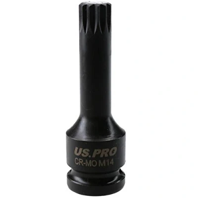 Image of M14 x 78mm Spline Bit Triple Square Impacted Extra Long 1/2 Drive Male Socket