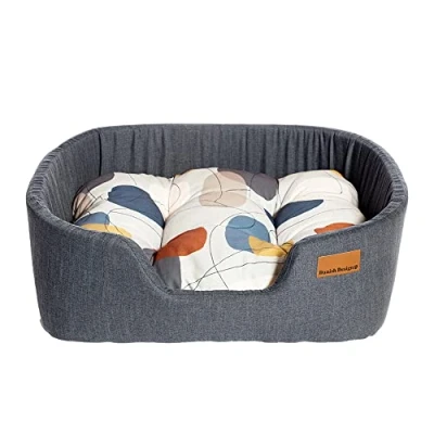 Image of Danish Design Colour Block Hypoallergenic Steel Grey Sustainable Lux Slumber Dog/Puppy Bed 35 Inch
