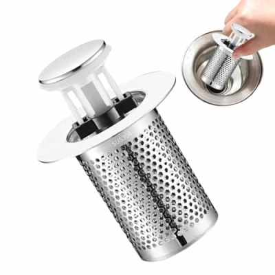 Image of Sink Strainer, Stainless Steel Strainer Plug, Drain Hair Catcher, Protector Shower Drain, Stopper Filter For Kitchen, Bathtub, Bathroom