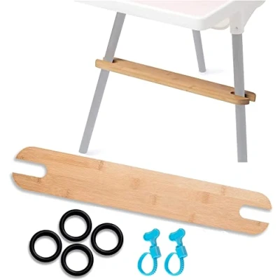 Image of High Chair Foot Rest, Non Slip Natural Bamboo Highchair Footrest Adjustable Baby Accessories with Rubber Rings, Wooden Compatible Antilop