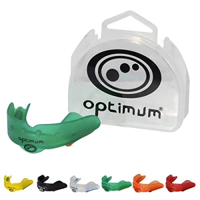 Image of Optimum Matrix Mouthguard Gum Shield Slim Fit with Case for Rugby Hockey Boxing MMA Martial Arts Judo Karate Taekwondo Contact Sports Green, Senior