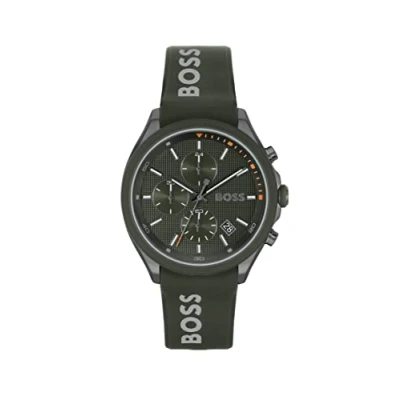 Image of BOSS Chronograph Quartz Watch for Men with Green Silicone Bracelet 1514060