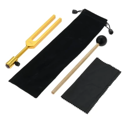 Image of DRELD 528Hz Tuning Fork with Crystal Extender, Healing Silicone Hammer Cleaning Cloth Feet for Sound Therapy Musical Instrument