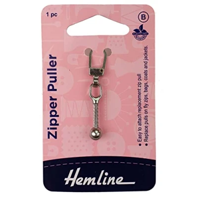Image of Hemline H164.04 Silver Ball Zipper Puller Attaches To End by