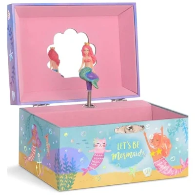 Image of Jewelkeeper Mermaid Jewellery Box for Girls with Pullout Drawer, Rainbow Kids Over the Waves Tune, Birthday Presents