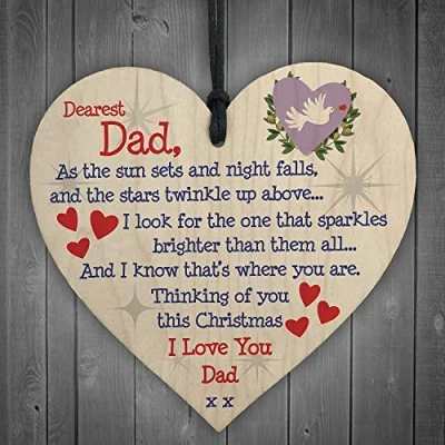 Image of RED OCEAN Christmas Memorial Dad Tree Bauble Gift Memory Hanging Plaque Decoration Sign Fathers Day