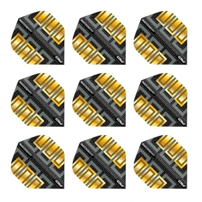 Image of RED DRAGON Hardcore Premium Gold &amp; Black Block Dart Flights 3 Sets Per Pack (9 in total)