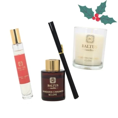 Image of Baltus Reed Diffuser Scented Candle Air Freshener Room Spray Holiday Fragrance Gift Set