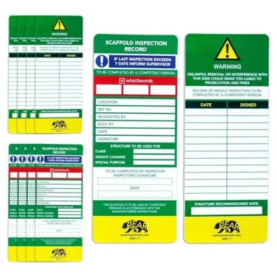 Image of BearTOOLS Scaffold Inspection Clear Easy Access Quality Waterproof Pack of 10 Inserts (Only)