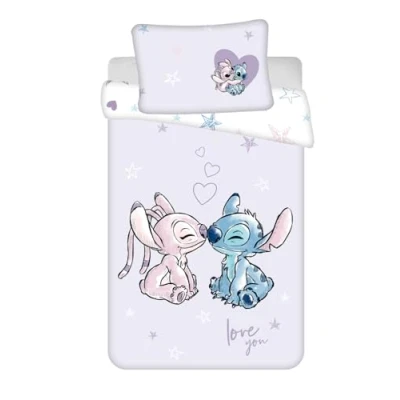 Image of Jerry Fabrics Lilo and Stitch Baby Purple Reversible Bed Linen Pillow Duvet Set 100 x 135 cm Toddler