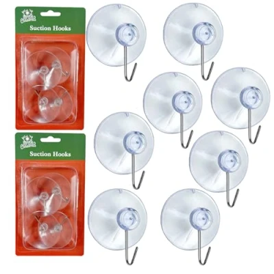 Image of SHATCHI 12Pcs Heavy Duty Suction Hooks 53mm, Multi Purpose Reusable for Kitchen, Bathroom, Office, Christmas Decorations, Signs, Mirrors, Walls