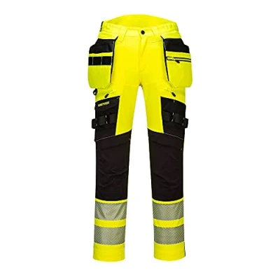 Image of Portwest Men&#039;s Dx44 Work Trousers, Yellow/Black, 28 UK