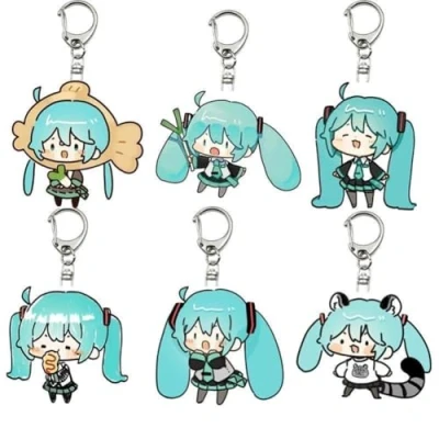 Image of SXYNIO Hatsu Ne Acrylic Keychain 6pcs Set Cute HatsuNe MK Figure Pendant Keyrings Key Accessories Cell Phone Bag Decoration Cos Props