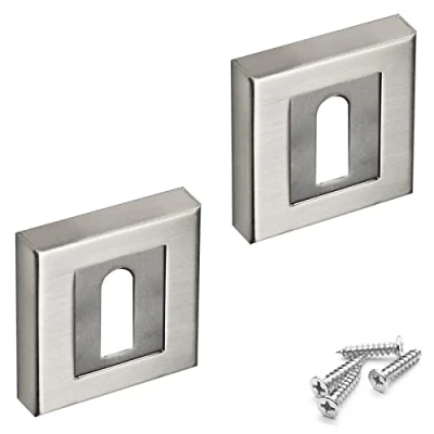 Image of DecorAndDecor Square Escutcheon Thumb Turn Key Rose (Chrome Standard)