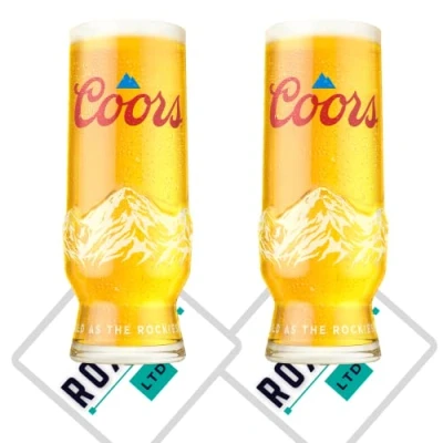 Image of Roxley Coors Official 2021 Light Pint Beer Lager Glass [Set of 2 Glasses]