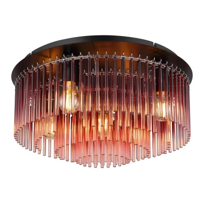 Image of Gorley Ceiling Light Matt Black Blackberry Glass Shade 5x E27