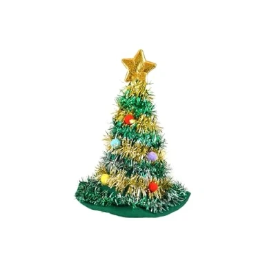 Image of Adult Christmas Tree Hat with Star Novelty Fun Xmas Party Headwear