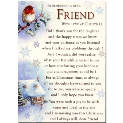 Image of Grave Card Remembering A Special Friend With Love At Christmas Free Holder C115.