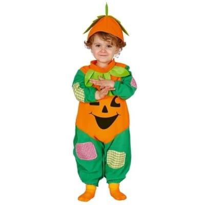 Image of Forever Young Toddler Pumpkin Outfit Halloween Kids Baby Infant 2 Piece Jumpsuit + Hat (18 24 months)