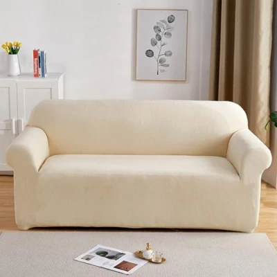 Image of PETCUTE Elastic sofa covers 3 Seater slipcovers velvet thick Beige