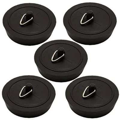 Image of TERF Black Rubber Bath and Basin Plug 45mm (1.3/4 inch) For Kitchen Bathroom Bathtub Sink Drain stopper Pack of 5