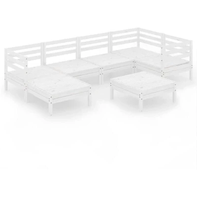 Image of vidaXL 7 Piece Garden Lounge Set Solid Pinewood White