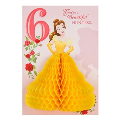 Image of Hallmark Beauty and the Beast 6th Birthday Card &quot;Honeycomb Dress&quot; Medium