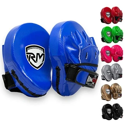 Image of RingMasterUK Focus Pads Mitts Hook Jab One Size Ultralight Training Boxing MMA (Blue)