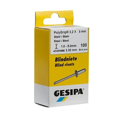 Image of Gesipa Mini Pack PolyGrip Aluminium/Nirosta 3.2 x 8 mm, 1 Piece, (1464835) Stainless Steel Blind Rivets, Silver, Set of 100