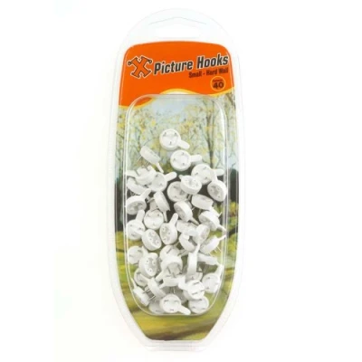 Image of X Hard Wall Hooks Small White Nylon 40 Pack Blister 12992