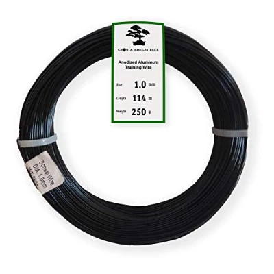 Image of Grow A Bonsai Tree Anodized Aluminium 1.0mm Training Wire 250g Large Roll (375 Feet) Choose Your Size and Color (1.0mm, Black)