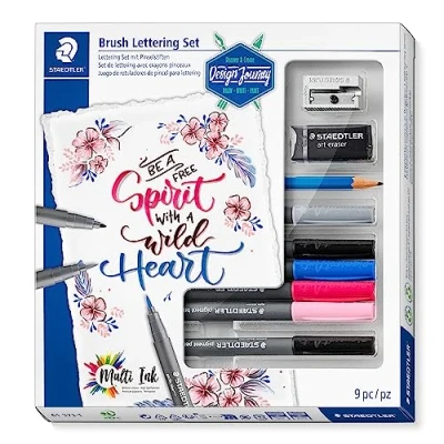 Image of STAEDTLER 61 371 1 Design Journey Pigment Arts Brush Lettering Set Mixed for Hand (Pack of 9 Pieces)