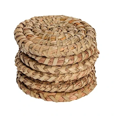 Image of 6x Woven Palm Leaf Coasters By Argon Tableware