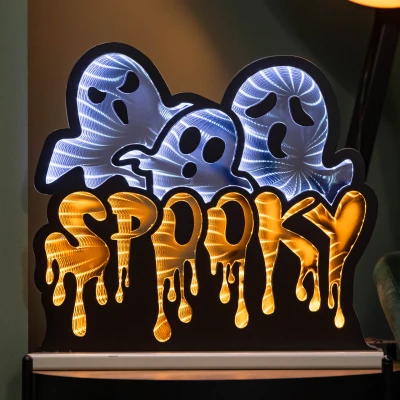 Image of 40cm Spooky Ghost Halloween Infinity Light with Orange and White LEDs