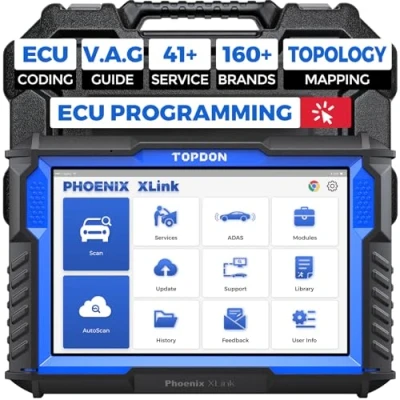 Image of TOPDON Phoenix XLink ECU Programming Diagnostic Tool, Scanner with Online Coding, 41 Service, Bidirectional Control, V.A.G Guided, Topology Mapping, CAN FD &amp; DoIP Support, 2 Year Update