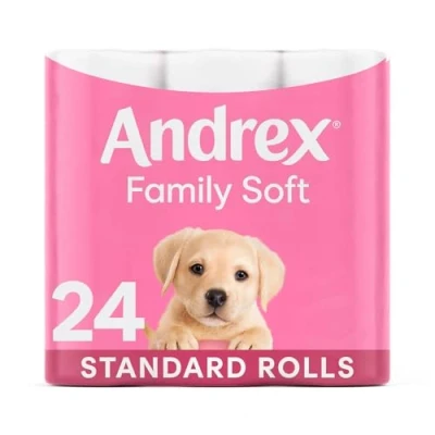 Image of Andrex Gentle Clean Toilet Roll Tissue Paper Puppies On a Pack of 72