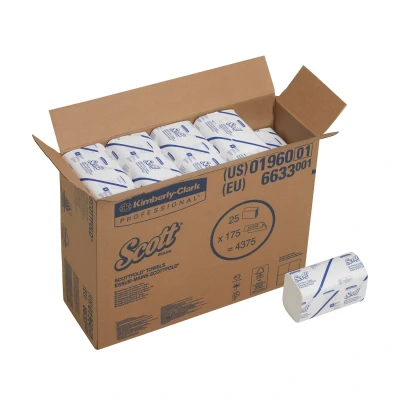 Image of Scott 1 Ply M Fold Hand Towels 175 Sheets (Pack of 25) 6633