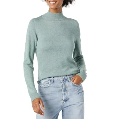 Image of Amazon Essentials Women&#039;s Lightweight Mockneck Jumper (Available in Plus Size), Sage Green Heather, M