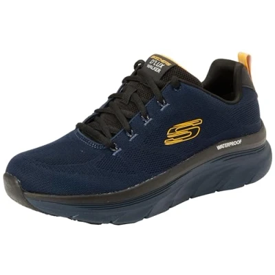 Image of Skechers Men&#039;s 232362 NVYL Sneaker, Navy Engineered Mesh/Yellow Trim, 9 UK
