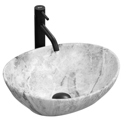 Image of REA U9908 Bathroom Sink Made of Ceramic Matt imitation U9908, Sofia Stone 34.5 x 41 Cm, 34,5 cm