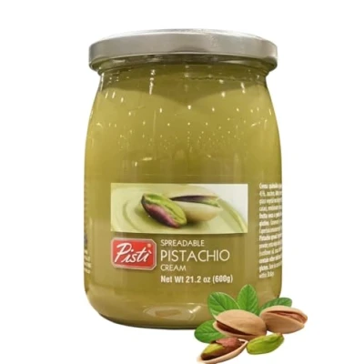 Image of Pisti Pistachio Cream Spread Sweet and Velvety 600g Made in Sicily Italian Artisan Gourmet Food for Baking, Desserts, Cooking or on Bread Ideal Gift (Each Jar Comes Original Box)