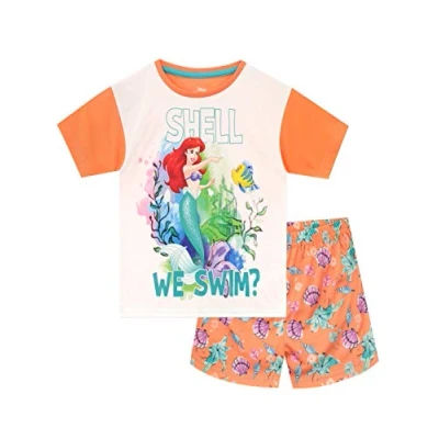 Image of Disney Girls The Little Mermaid Pyjamas Orange Age 11 to 12 Years
