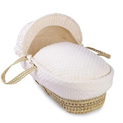 Image of Clair de Lune Dimple Palm Moses Basket 75 x 28 cm (Cream)