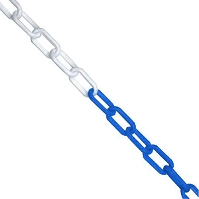 Image of 10m x 6mm Plastic Barrier Chain Link Safety Decorative Garden Fence Blue &amp; White