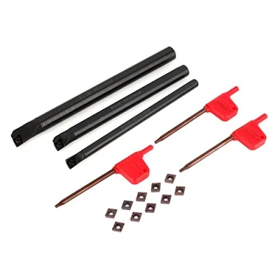 Image of SCLCR CNC Toolholder Inner Hole Boring Tool Set, Lathe Internal Turning Holder + 110 Pcs Ccmt0602 Insert 3 Wrench, Bar