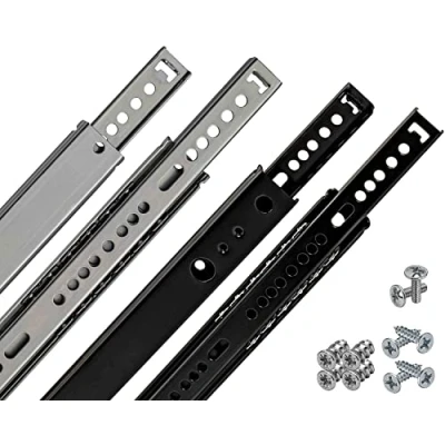 Image of 1 Pair of Drawer Runners 27 mm (2 Pieces) Length 246 Steel Black Rails for Drawers Slides Ball Rail System Extension Partial Including Screw Set Neuhall