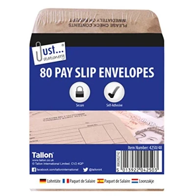Image of Tallon Just Stationery 100x110mm Wage Packet (Pack of 80), 4250/48