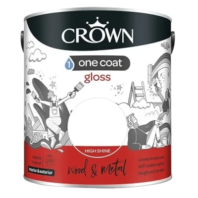 Image of Crown One Coat Gloss, Pure Brilliant White (750ml)