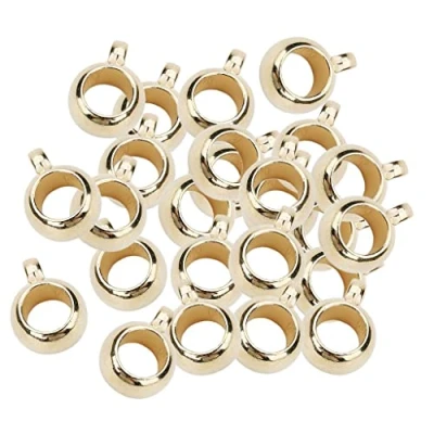 Image of Baoblaze 100Piece Big Hole Bails Round Beads Spacer For DIY Jewelry Making gold, as described