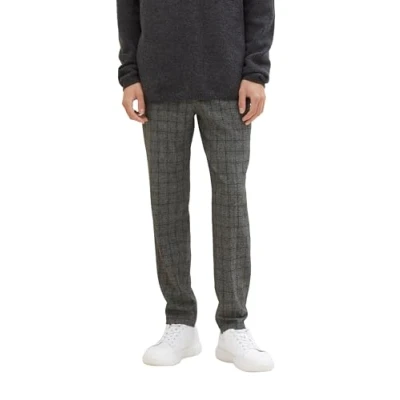 Image of TOM TAILOR Denim Men&#039;s 1037539 Relaxed Tapered Trousers, 34073 black Grindle Check, 36 W/32 L